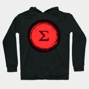 Sigma "Σ" Letter From Greek Alphabet on Red Circle Hoodie